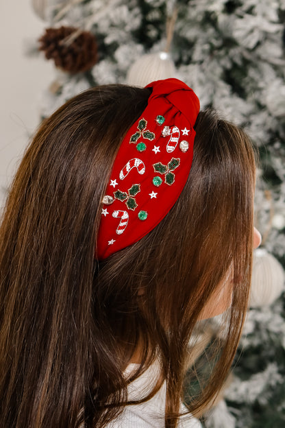 Candy Cane Knot Headband (red)