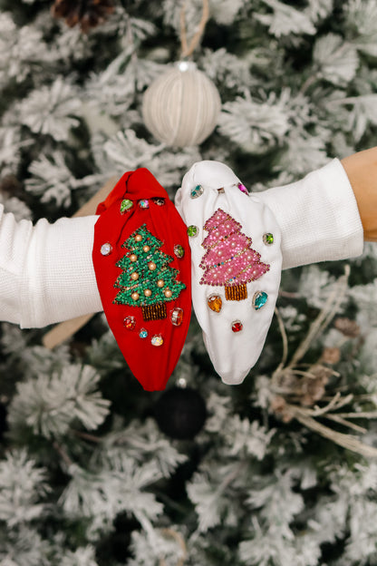 Christmas Tree Knot Headband (white)