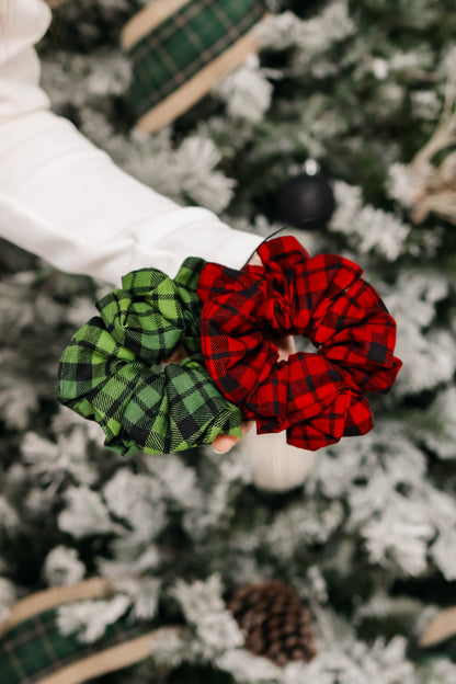 Red And Green Plaid Scrunchie Set