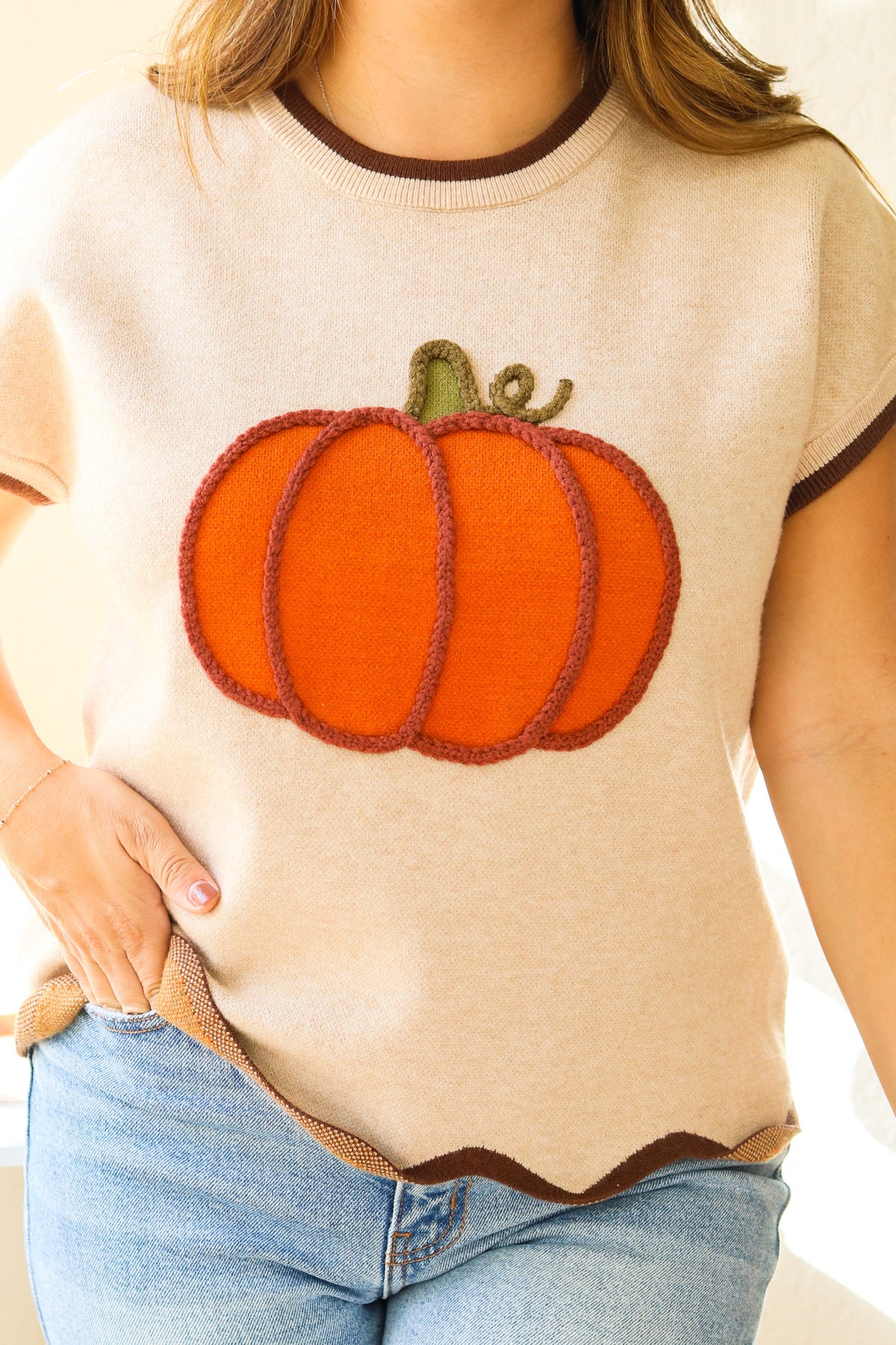 Scalloped Pumpkin Sweater