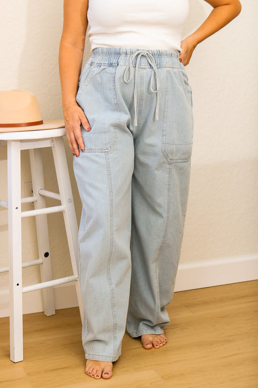 Let's Go Denim Tie Pants