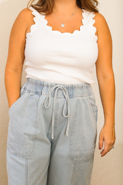 Let's Go Denim Tie Pants