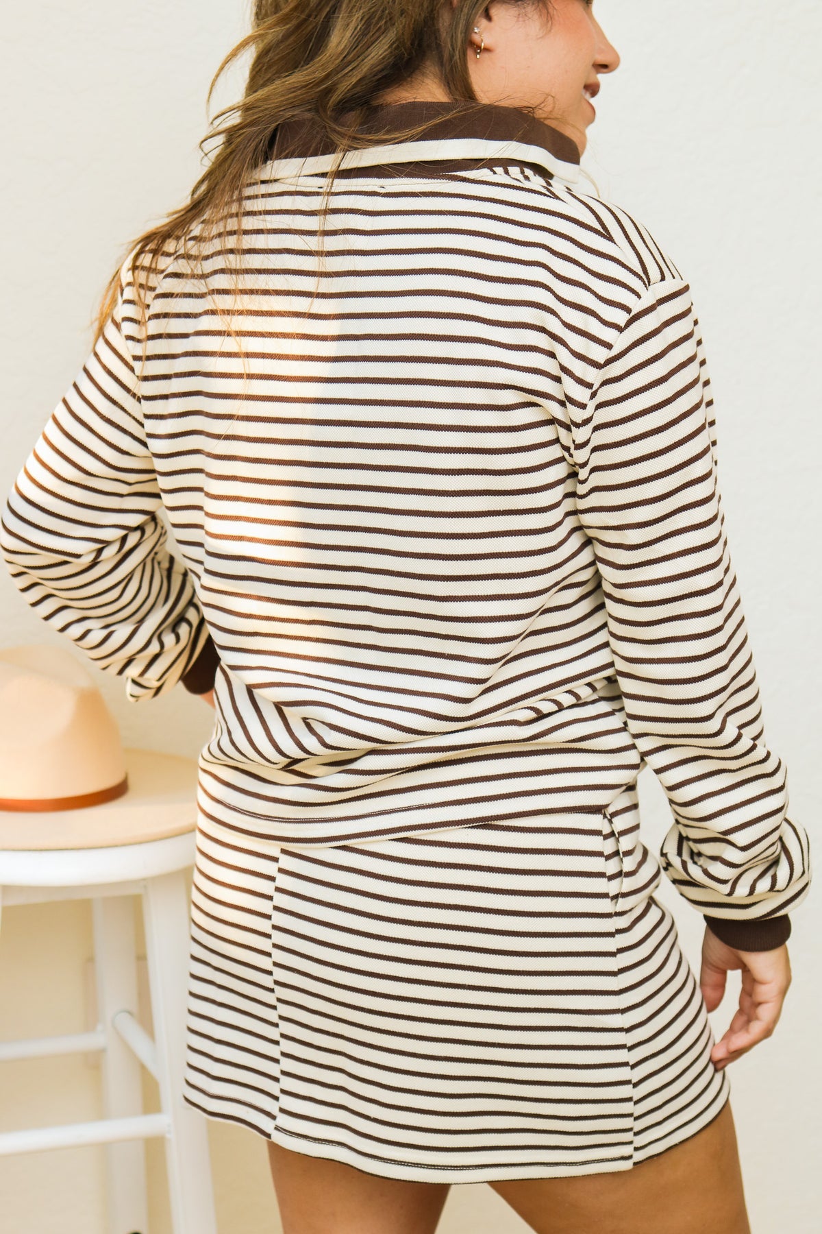 Coffee Run Brown Striped Set