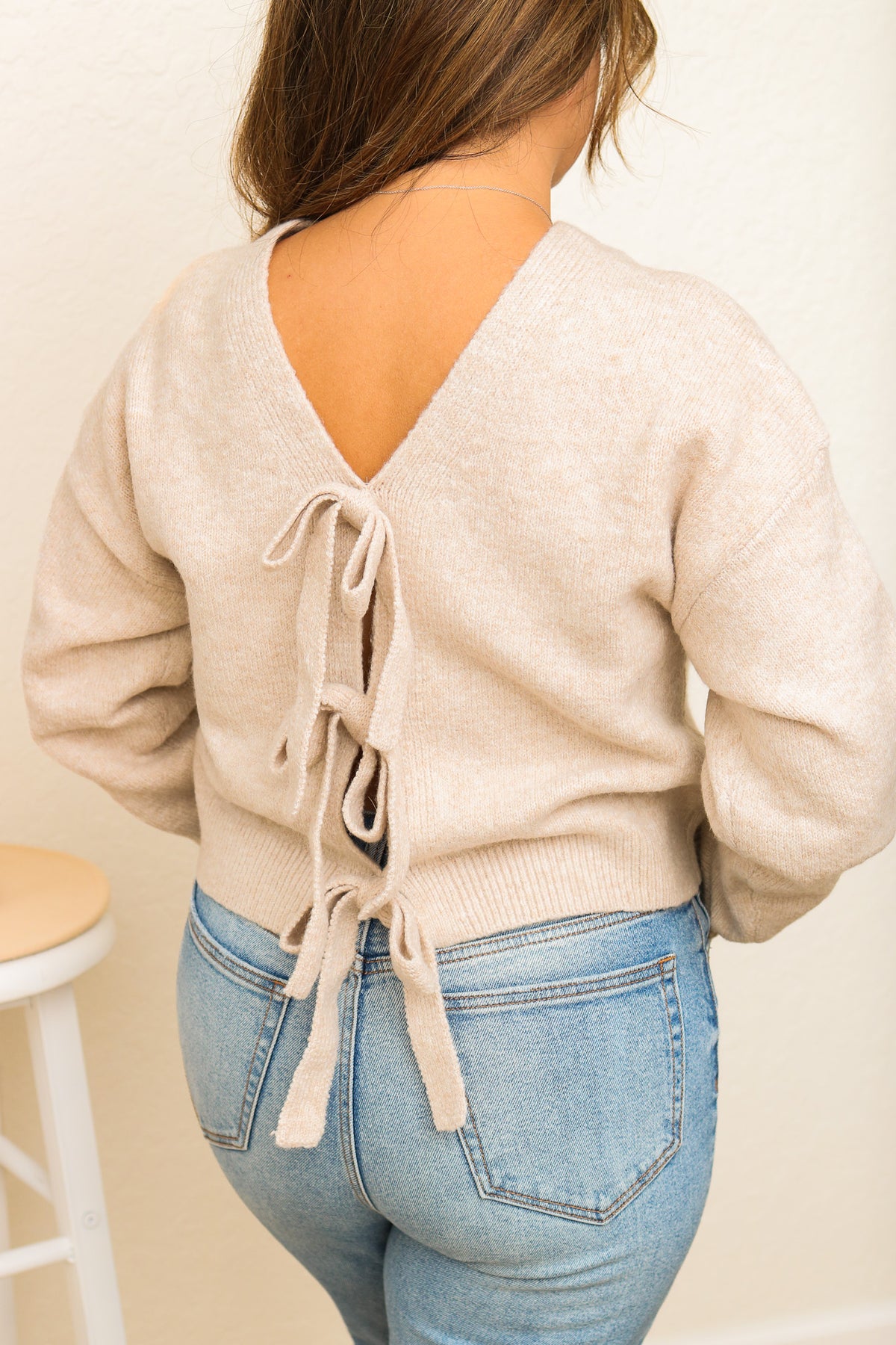 Warm Feelings Bow Back Sweater
