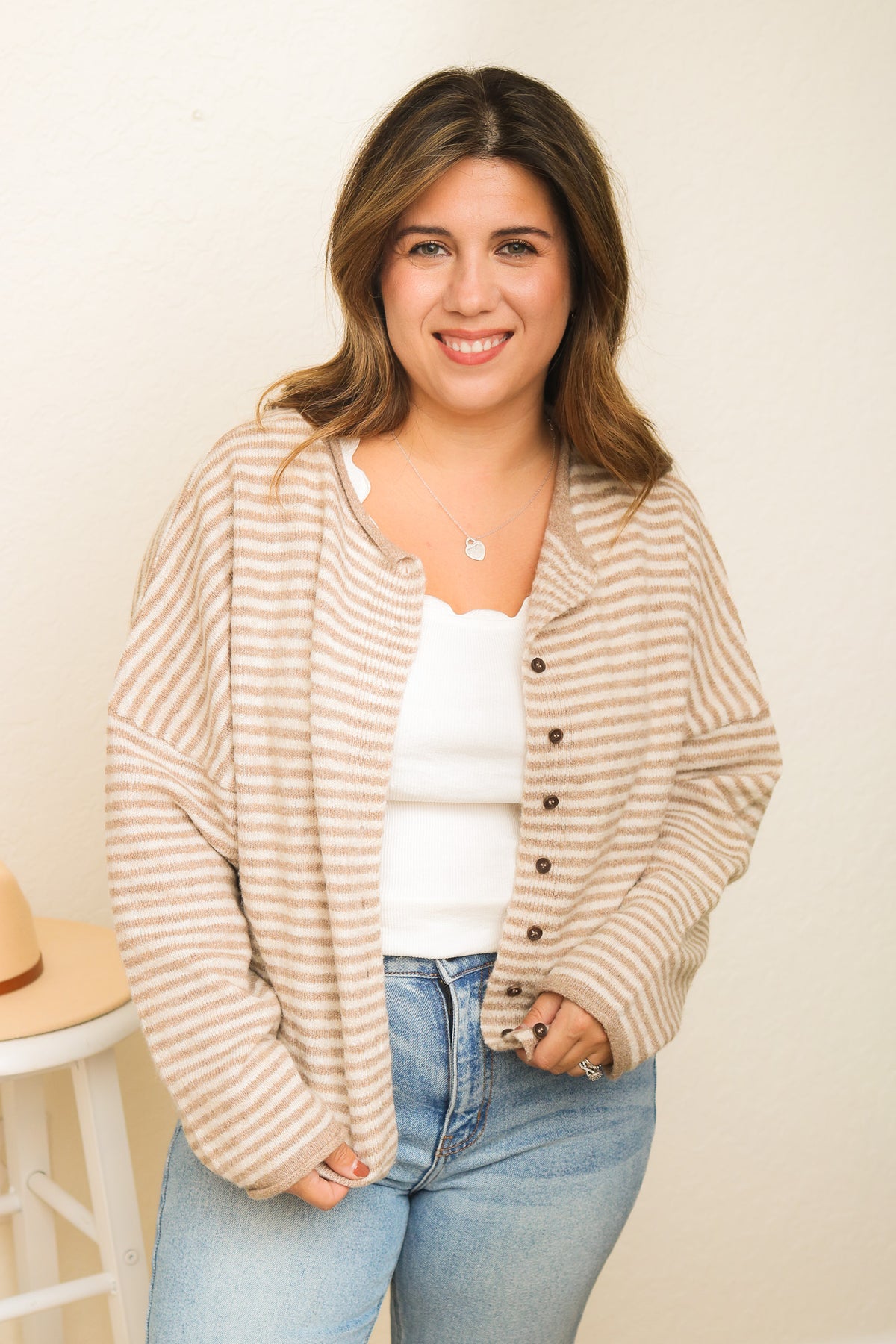 Keeping Warm Striped Cardigan