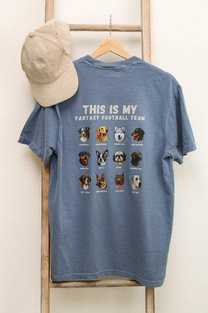 Dog Fantasy Football Short Sleeve Graphic Tee (blue)