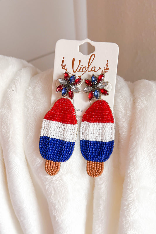 Patriotic Popsicle Beaded Earrings