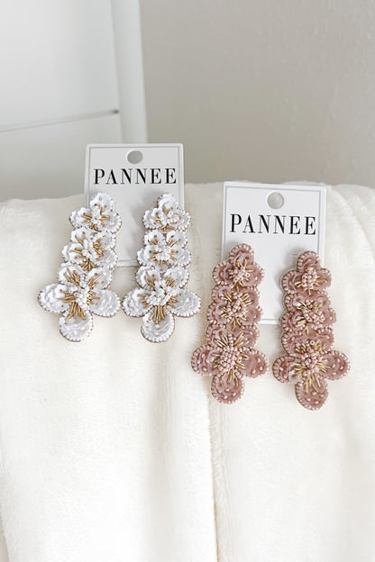 Tiered Floral Drop Earrings (blush)