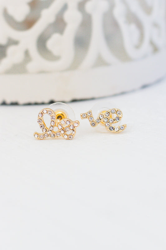 Love Rhinestone Earrings (gold)