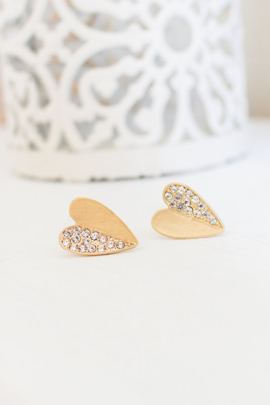 Heart Earrings (gold/rhinestone)