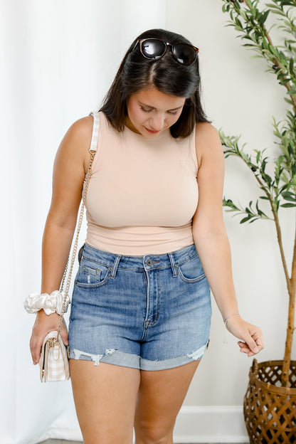 Take A Ride Medium Wash Denim Shorts