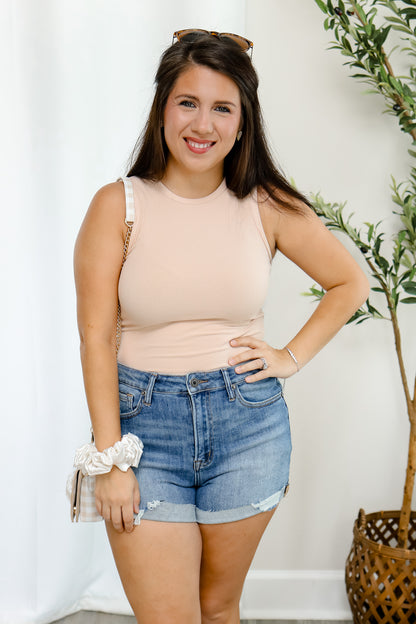 Take A Ride Medium Wash Denim Shorts