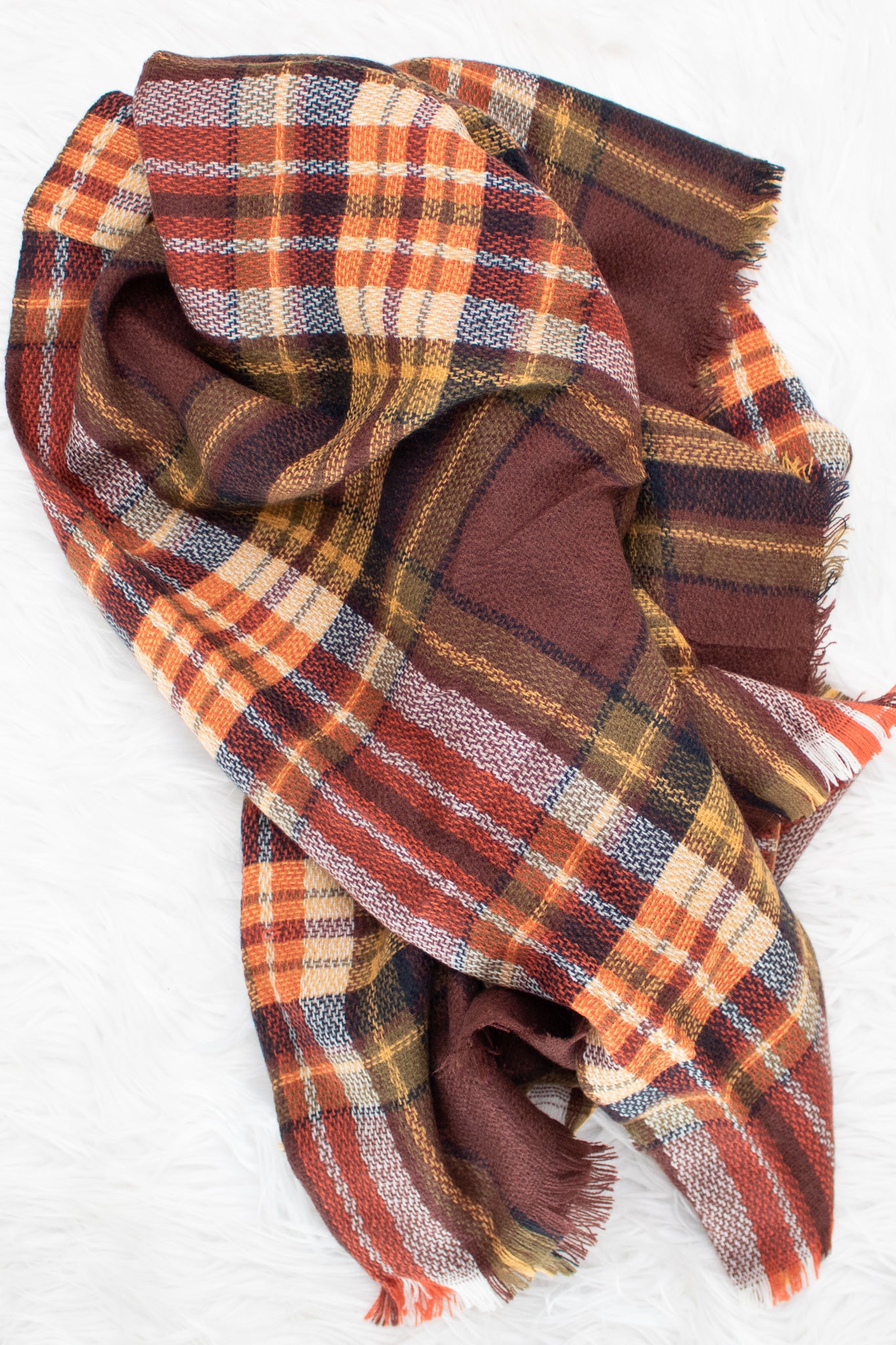 Blanket Scarf (brick) - Calico's Boutique