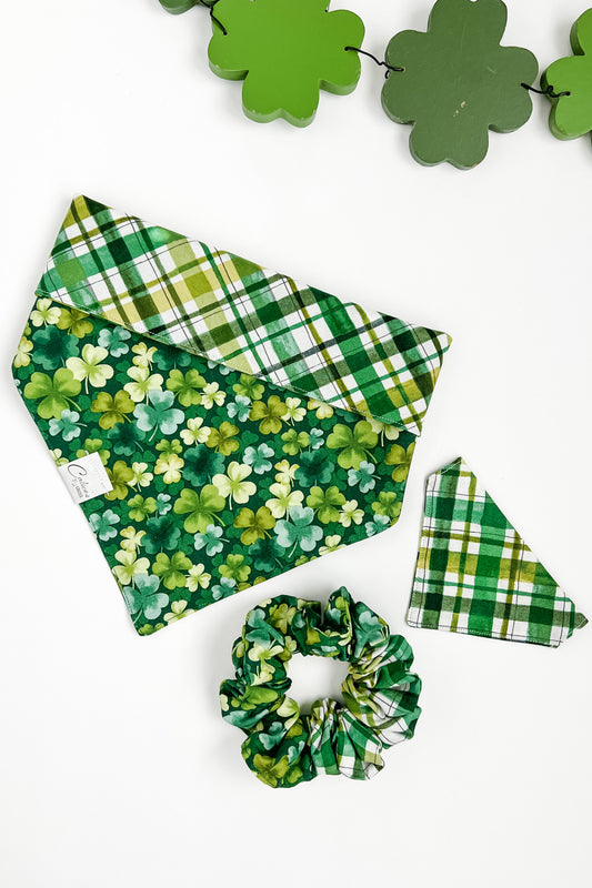 Shamrocks And Plaid Reversible Bandana