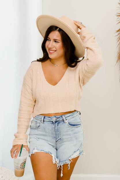Coffee Runs Cropped Sweater