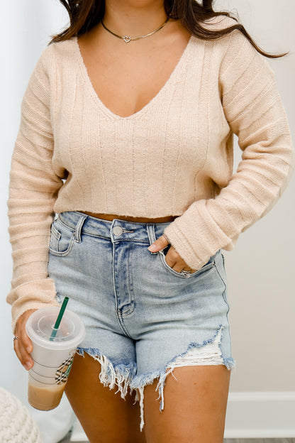 Coffee Runs Cropped Sweater