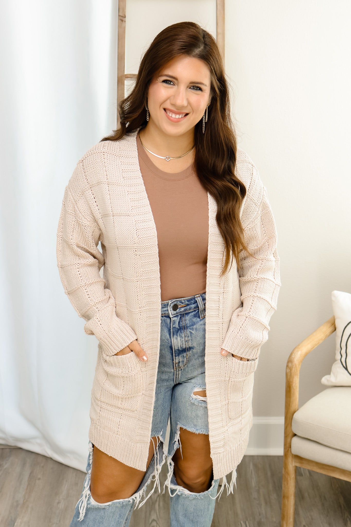 Cuddle Up Checkered Knit Cardigan