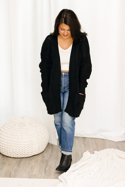 Braided Knit Cardigan (black)