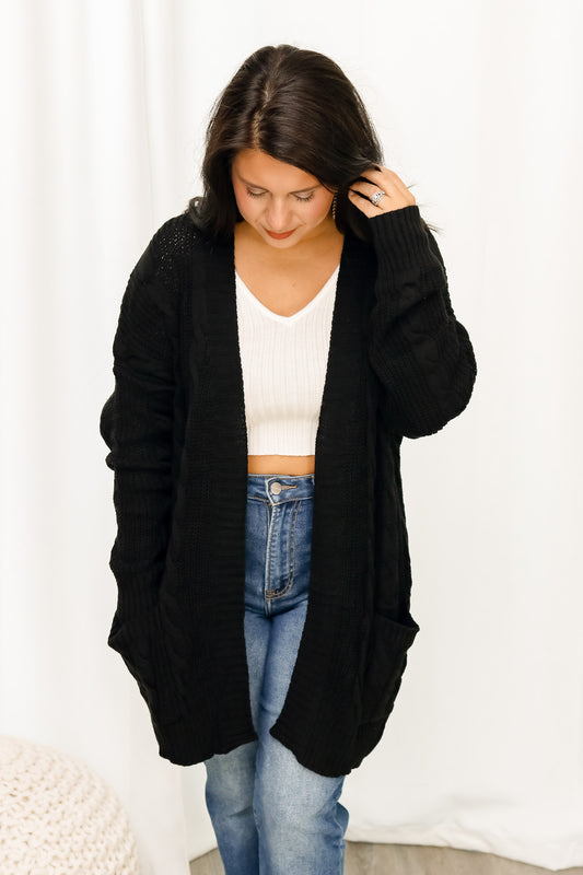 Braided Knit Cardigan (black)