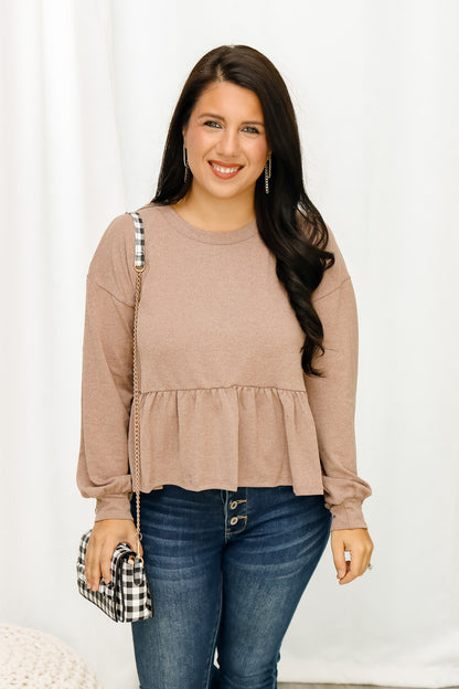 Casual Fun Ruffle Top (taupe)