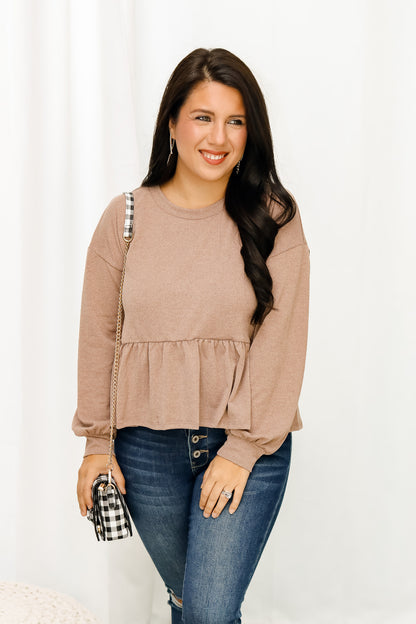 Casual Fun Ruffle Top (taupe)