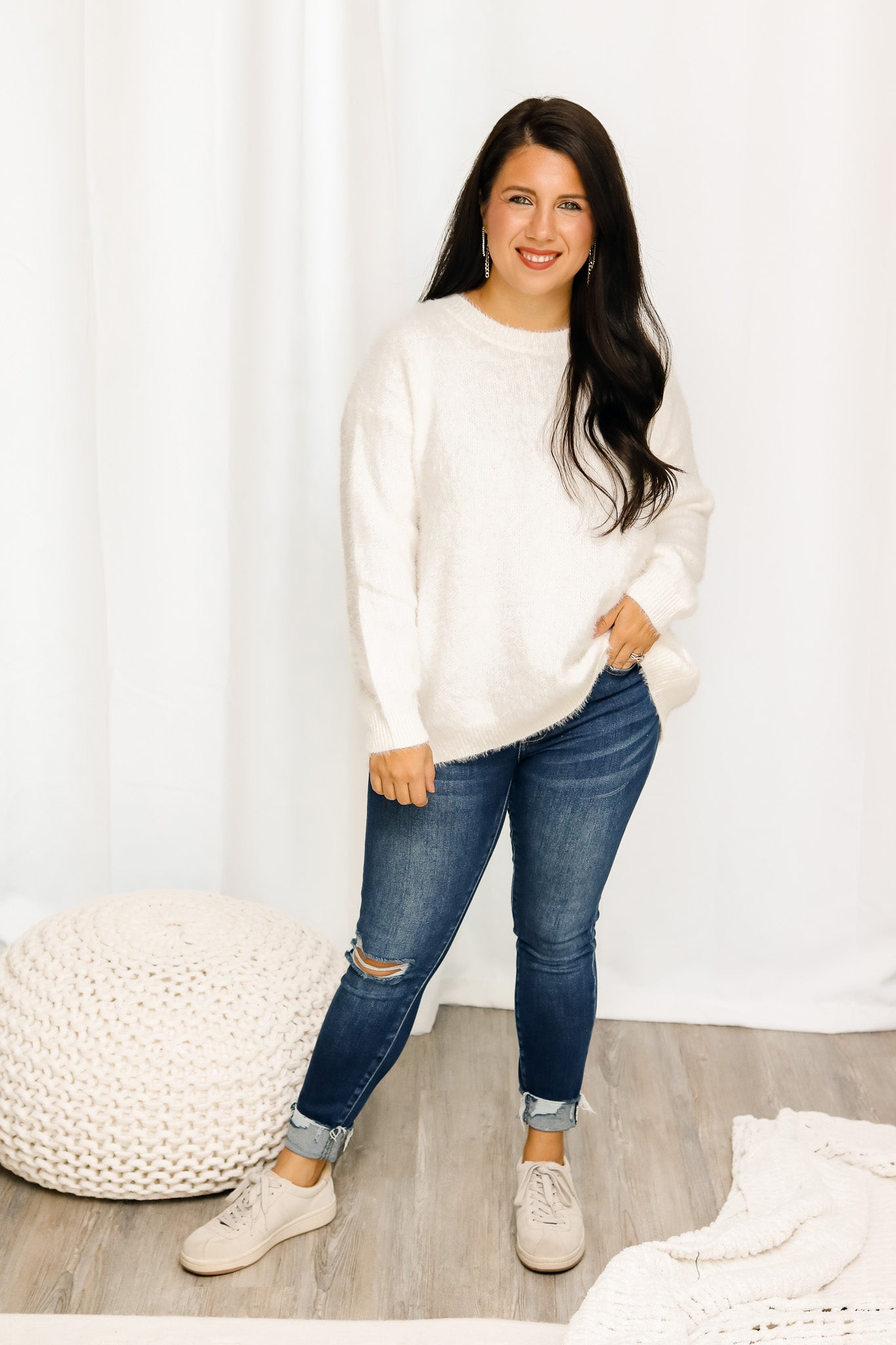 Winter Snow Tie Back Sweater